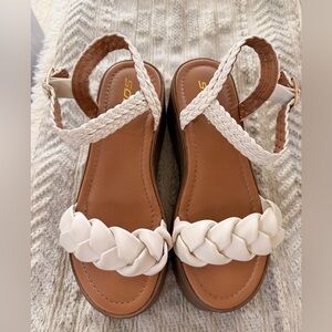 Soda Cream and Brown Braided Sandals